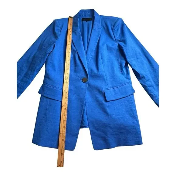 Kobi Halperin Jacket Womens Linen Blend One ButtonBlue Blazer Tencel Size Large - Picture 8 of 16